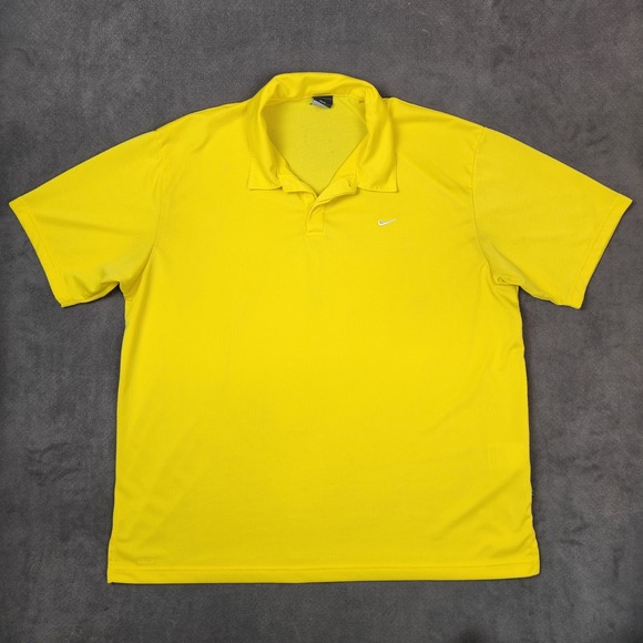 Nike Dri Fit Golf Polo Shirt Mens XXL Yellow‎ Short Sleeve Athletic Top - Picture 1 of 14